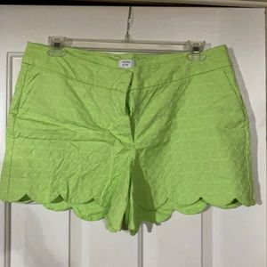 Crown & Ivy scallop hem lime green shorts